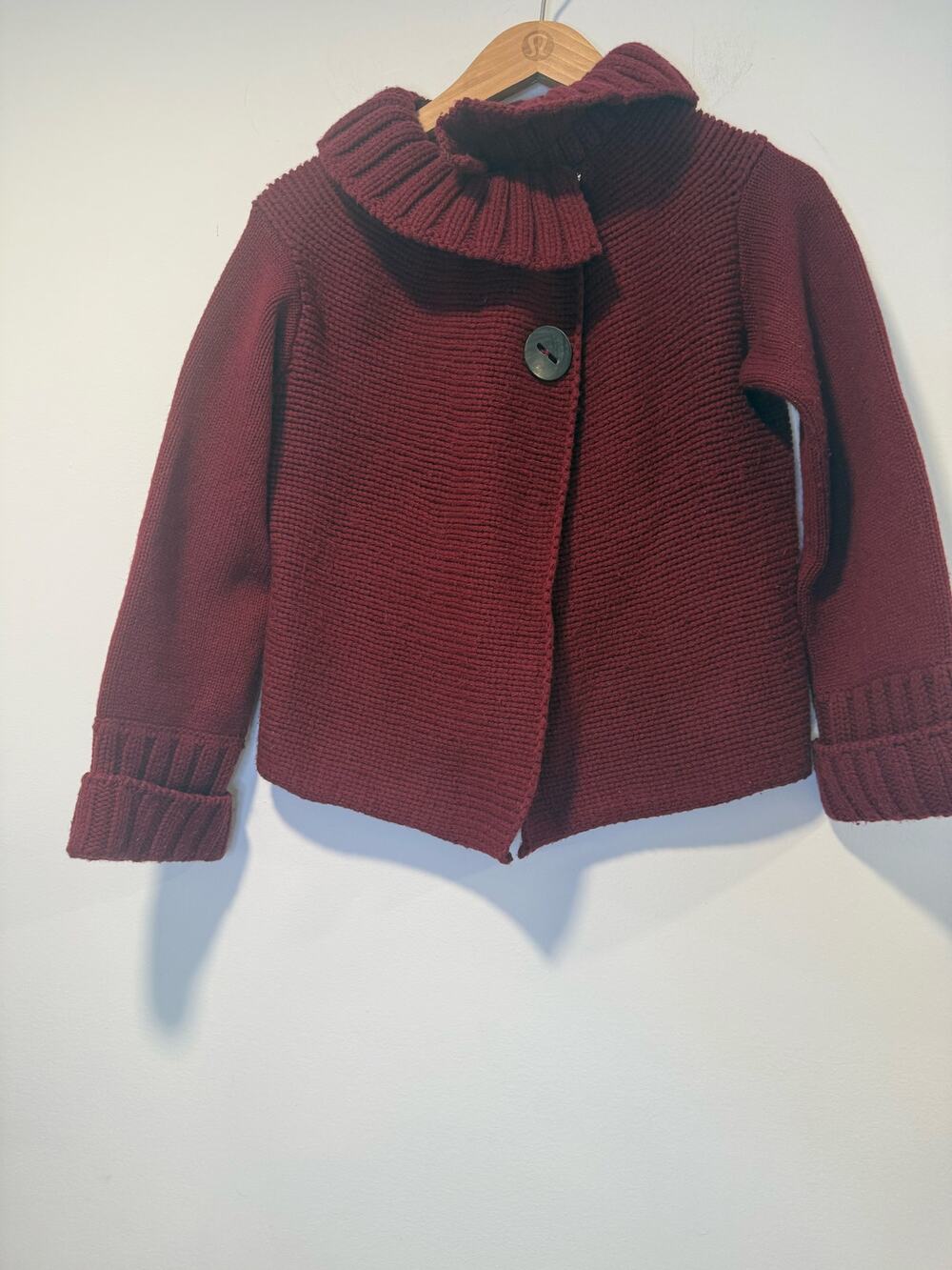 Rivamonti Cardigan Chunky Knit Cardigan Sweater w Collar Red S/M JL